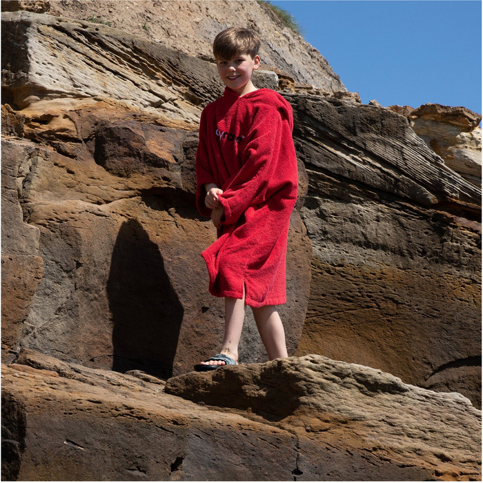 2024 Dryrobe Junior Toalla Con Capucha De Algodn Orgnico Cambio Robe V3 V3OCT - Red